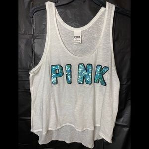 Pink white tank top